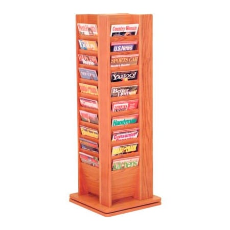 Wooden Mallet 40 Pocket Revolving Floor Display Medium Oak MR40-SPMO